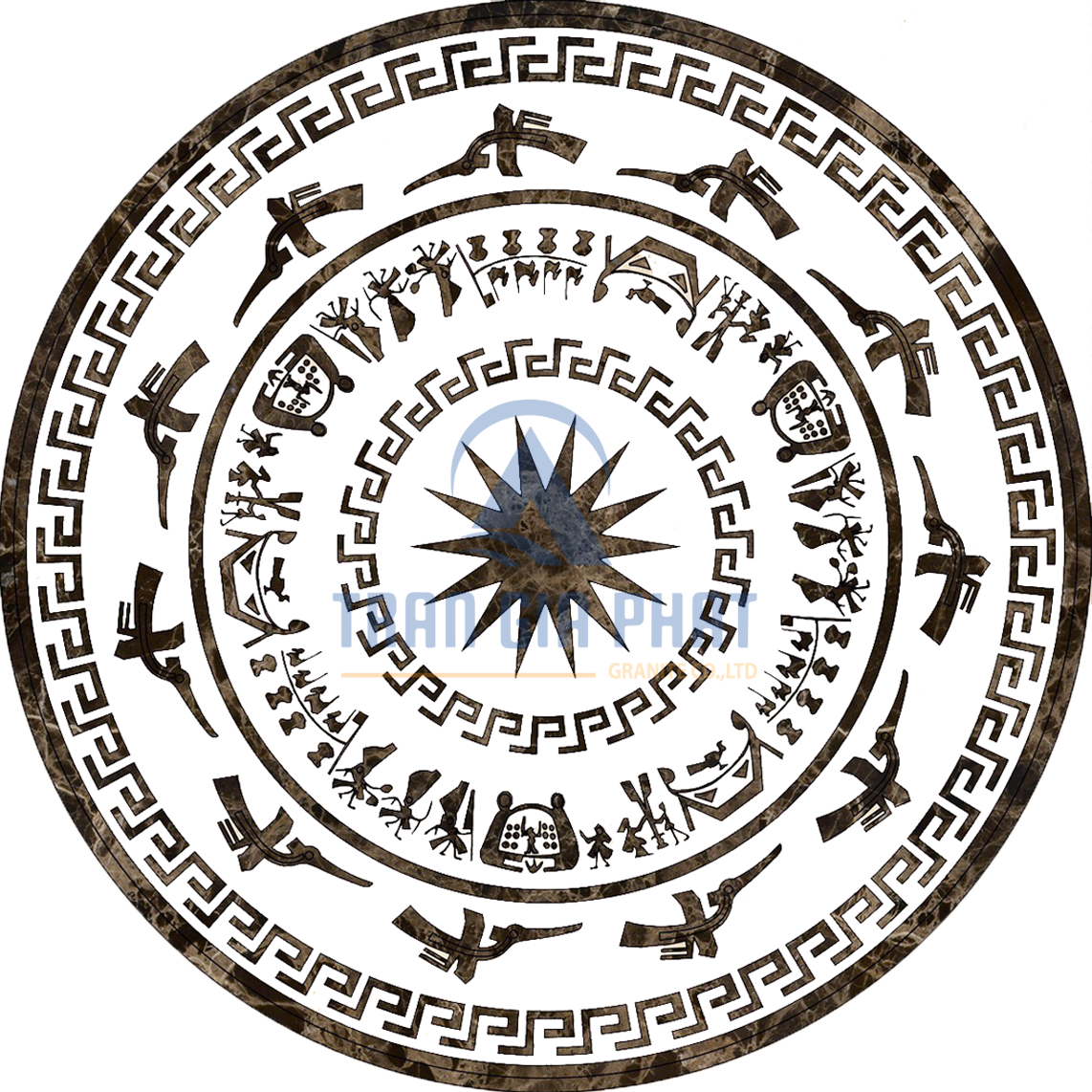 Đá Hoa Văn Trống Đồng C070