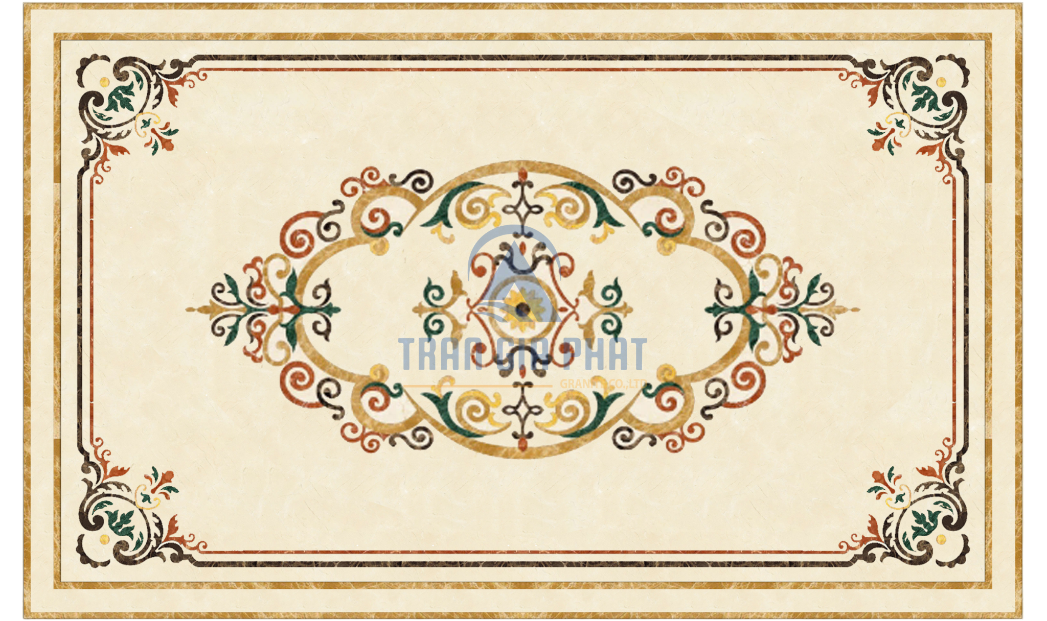 Đá hoa văn chữ nhật cổ điển R053