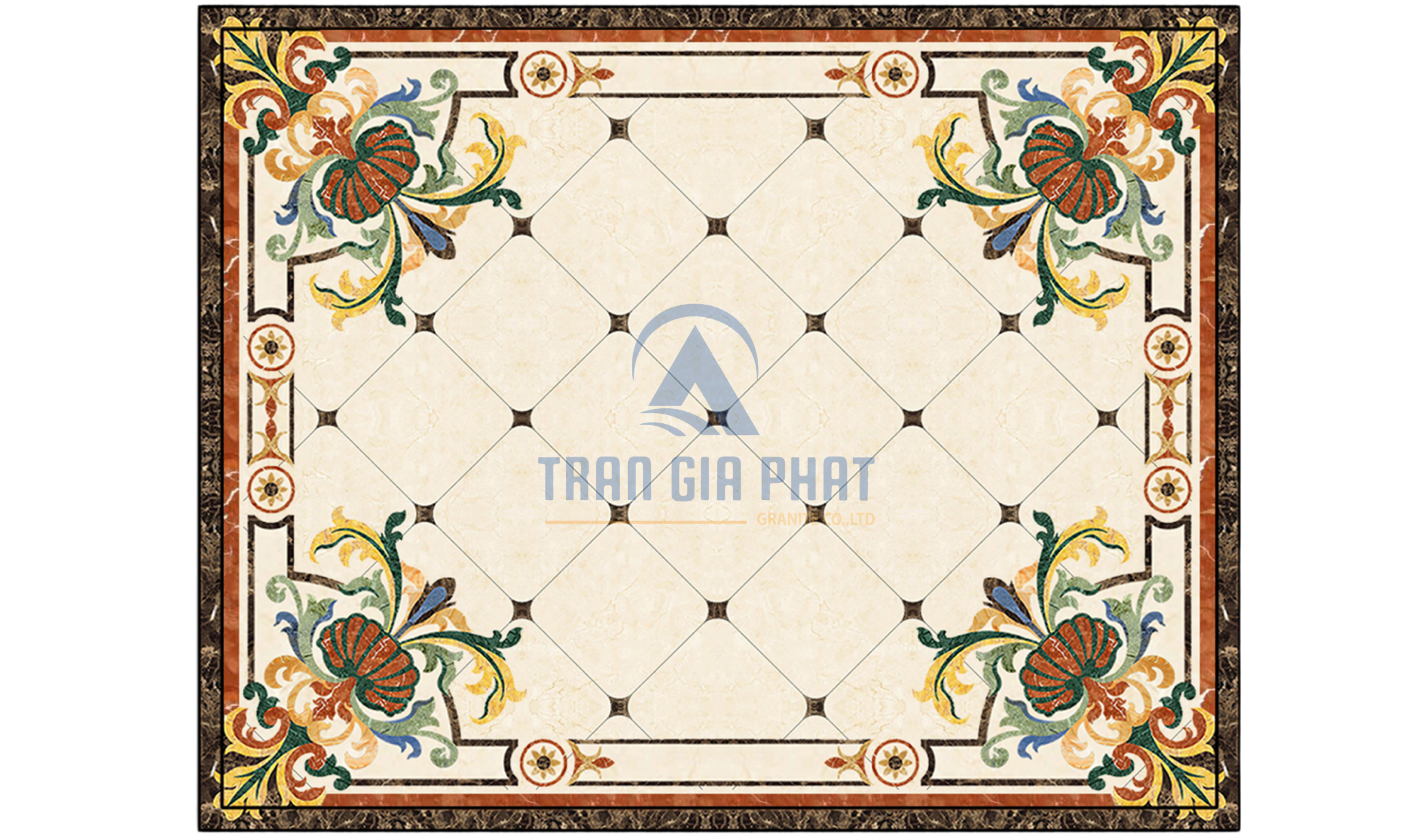 Đá hoa văn chữ nhật cổ điển R075