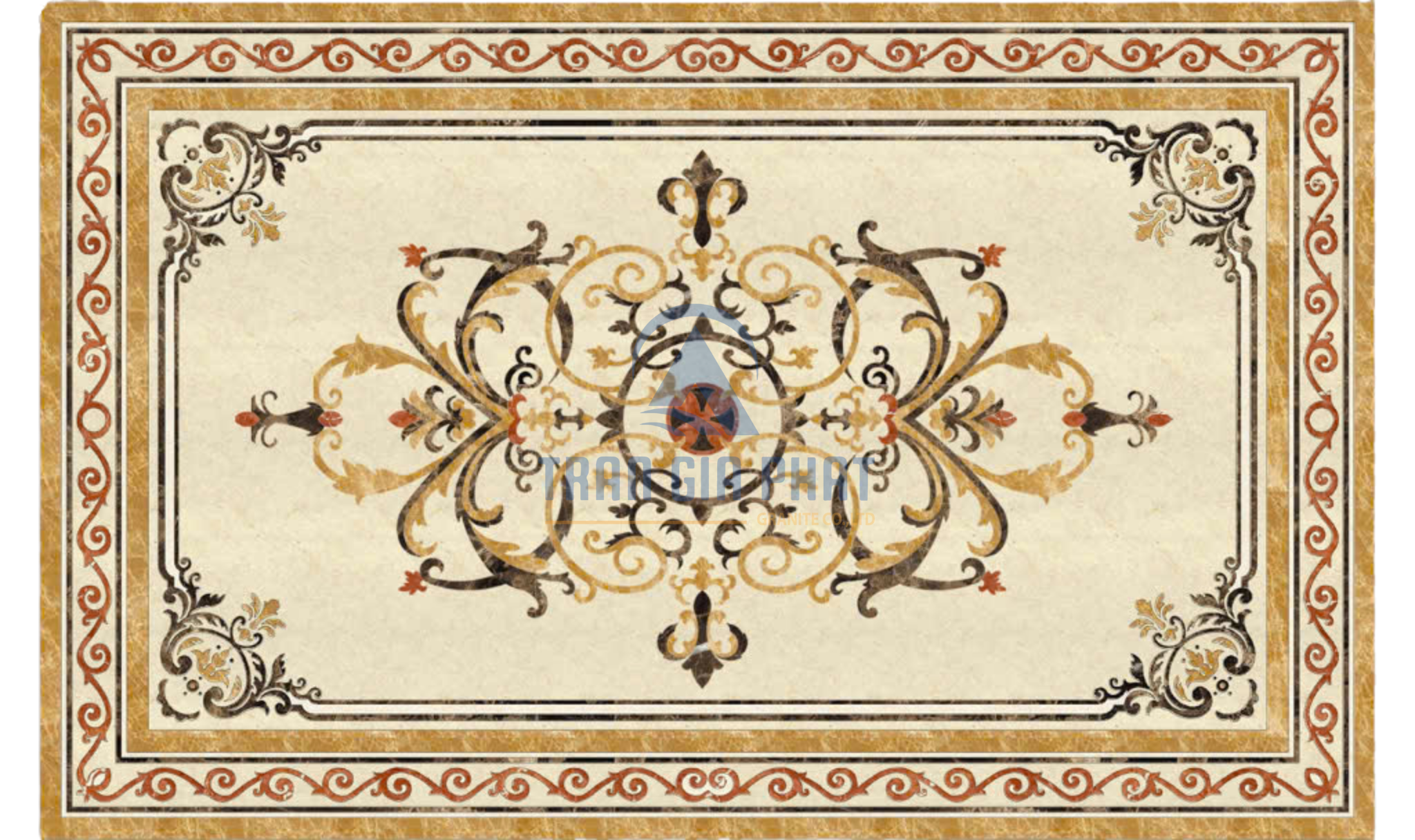 Đá hoa văn chữ nhật cổ điển R090