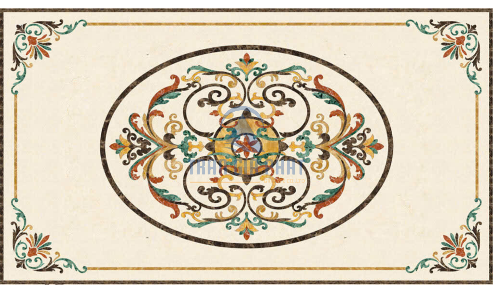 Đá hoa văn chữ nhật cổ điển R133